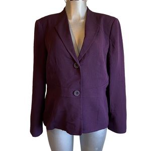 Kasper Blazer Jacket Business Casual Office Career Plum Lined Classic Big Button